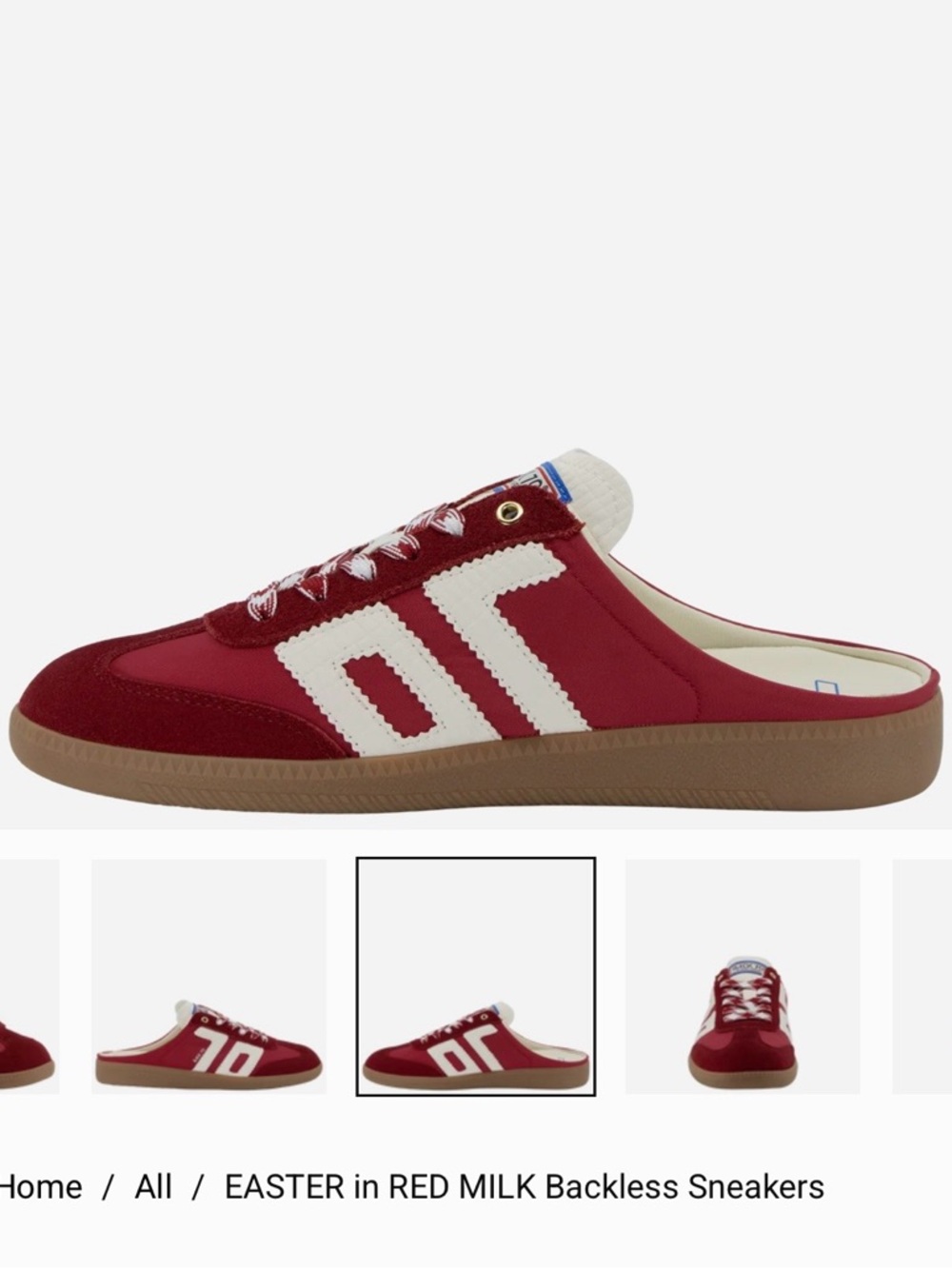 BACKLSS EASTER Backless Sneakers in Red and Milk - Picture 3 of 9